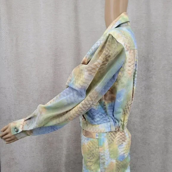 Opal Vintage Denim Abstract Snakeskin Colorful Denim Jacket & Jeans Matching Set - Picture 7 of 16